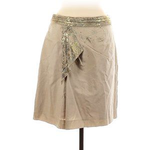 ELIE TAHARI Skirt: Faux wrap, gold embellishments, pleated waist - Sz 8